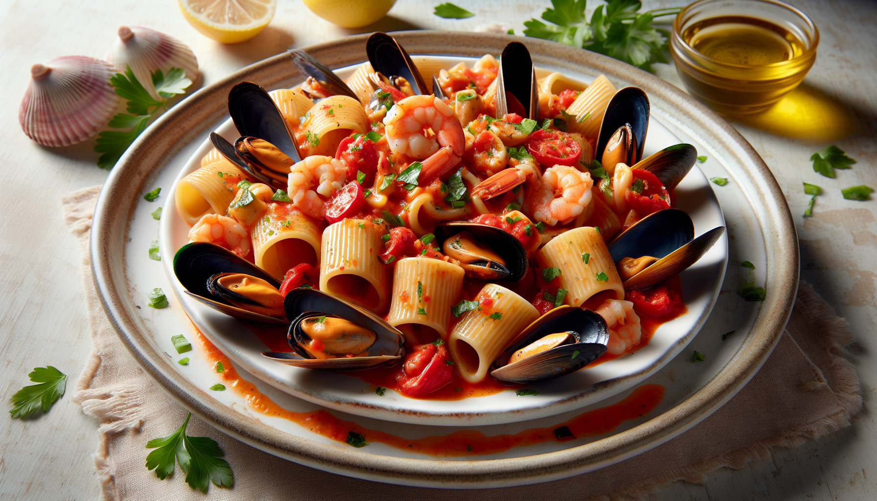 paccheri ai frutti di mare